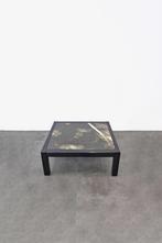Vintage salontafel zwart marmer 90 100 92 vierkant 36 lage, Ophalen, Gebruikt, Overige materialen, 100 tot 150 cm