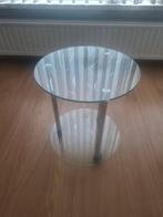 Glazen bijzettafeltje, Huis en Inrichting, Tafels | Bijzettafels, Minder dan 55 cm, Rond, Glas, Ophalen