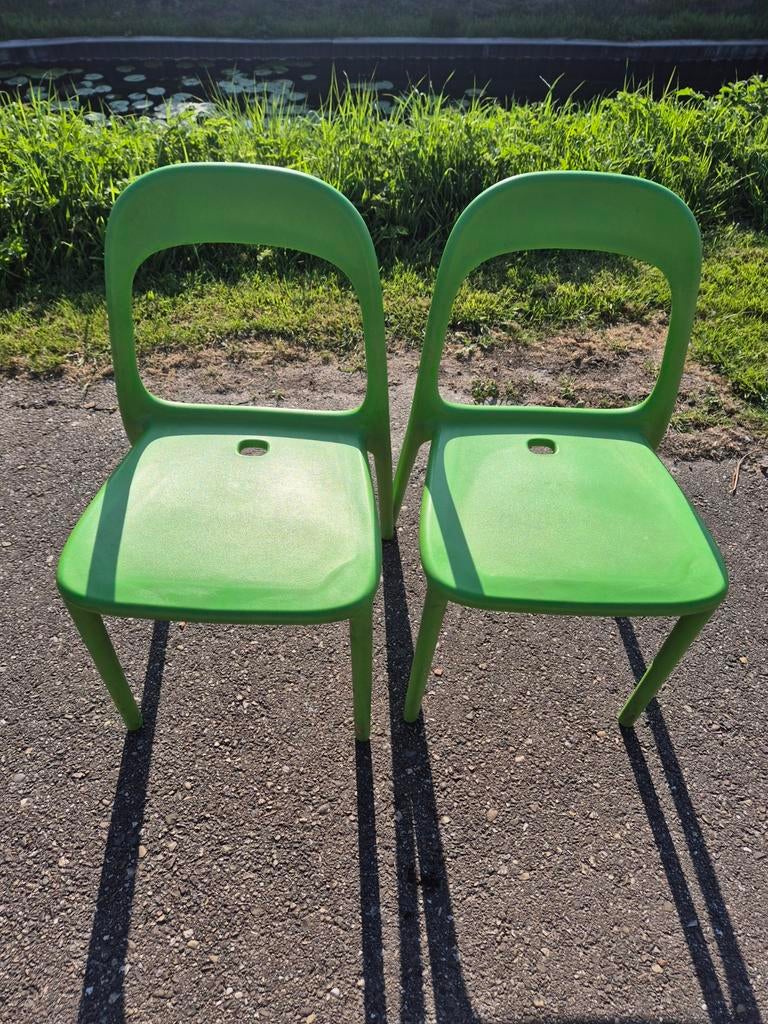 Groene kunststof stoelen - Set van twee, Ophalen