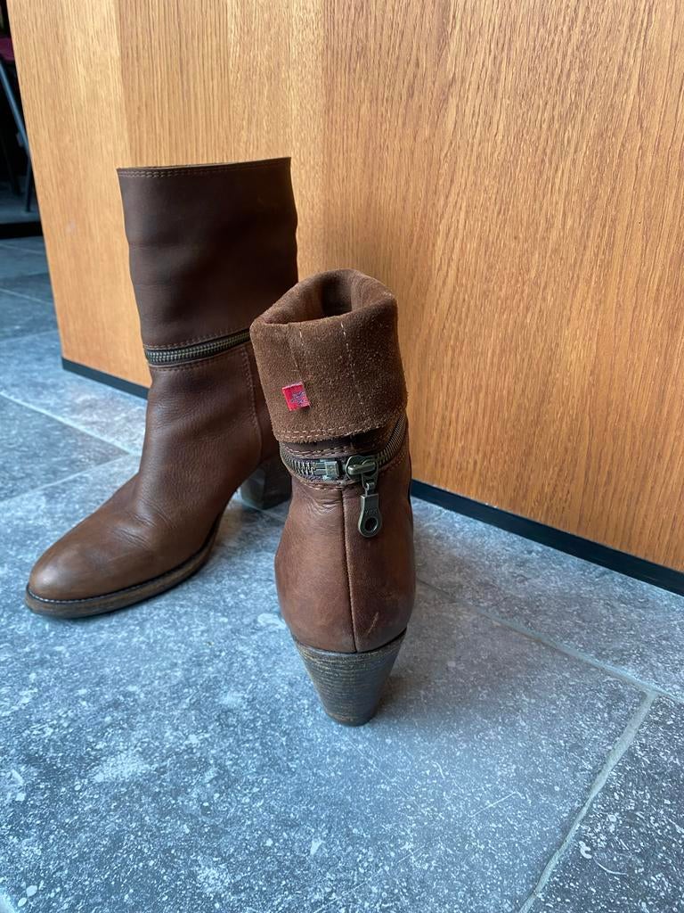 Bruine leren laarzen mkswitchit, maat 39, Ophalen of Verzenden, Gedragen, Bruin, Hoge laarzen