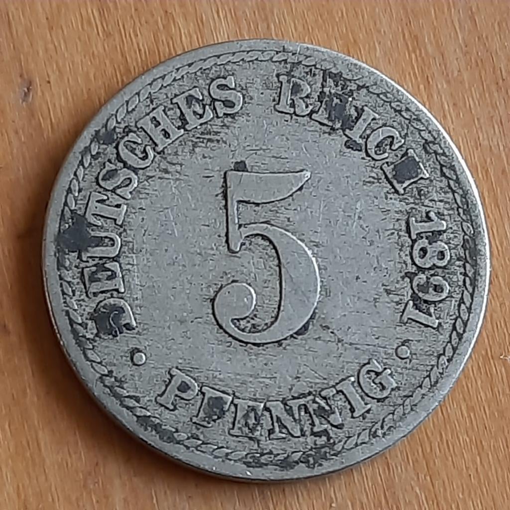 Bodemvondst Friesland: Munt 5 Pfennig Deutsches Reich 1891
