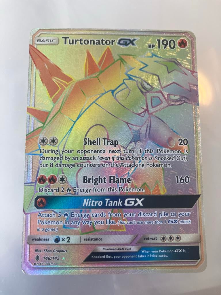 Turtonator GX Rainbow Rare Pokémon Kaart - Goede Staat, Verzenden, Zo goed als nieuw, Losse kaart, Foil