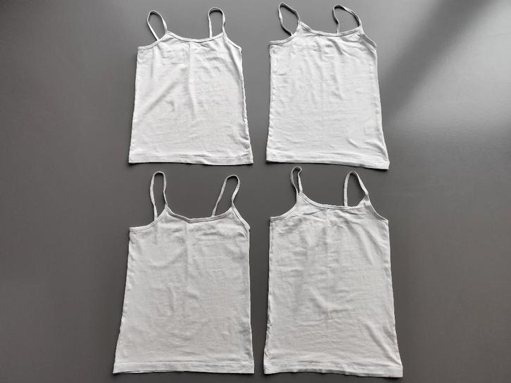 Hema meisjeshemden met spaghettibandjes - wit - 4 stuks, Kinderen en Baby's, Kinderkleding | Maat 134, Meisje, Nacht- of Onderkleding