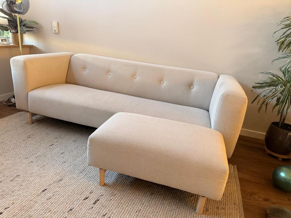 By Sidde zitbank - Sand Cream (215cm) met beukenhouten poten, Ophalen, Gebruikt, Driepersoons, 75 tot 100 cm