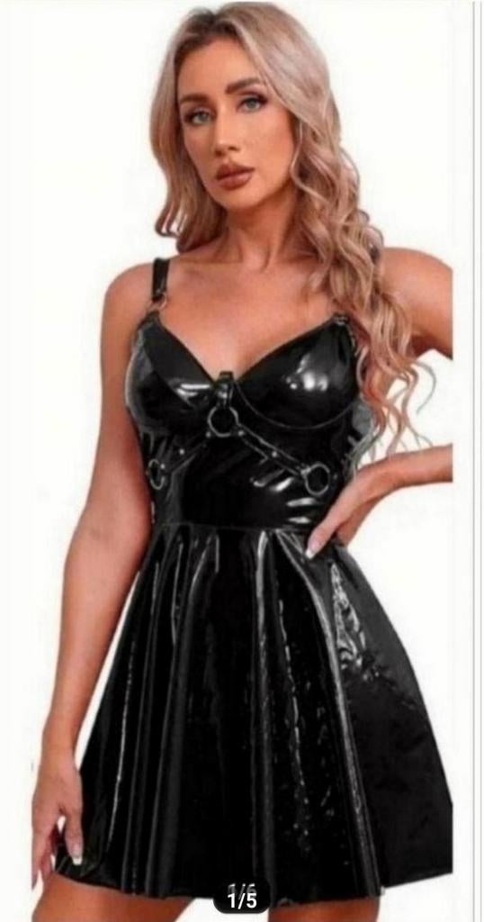 Mooie pvc jurk, tm 5XL, Kleding | Dames, Jurken, Nieuw, Onder de knie, Verzenden