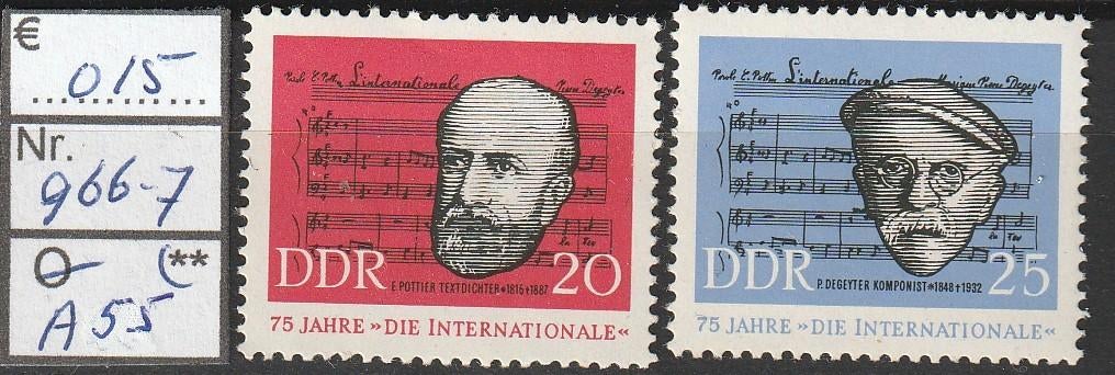 DDR "De Internationale" Michel 966-7 Nr.A55p, Verzenden, DDR, Postfris