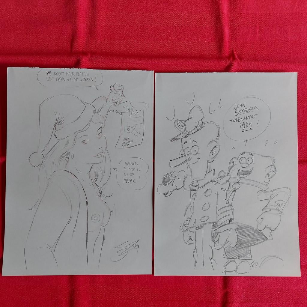 2 originele schetsen: Sam Siahaya & John Erkelens, Eén stripboek, Ophalen of Verzenden, Nieuw