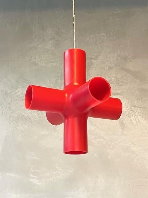 Crosslight hanglamp 7x Jan Melis & Ben Oostrum rood prijs ps, Kunststof, Jaren 90, DARK, Ophalen of Verzenden