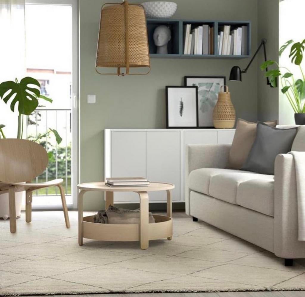 IKEA TVERSTED vloerkleed, laagpolig, beige, 200x300 cm, Ophalen, Gebruikt, Beige, 200 cm of meer