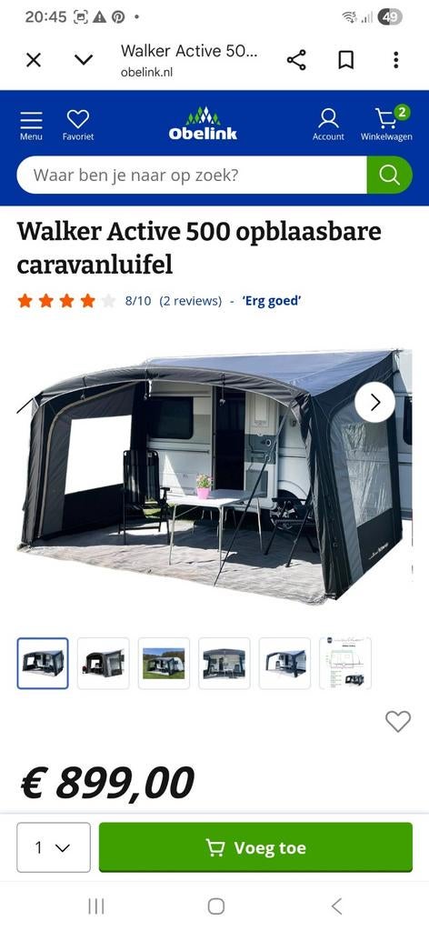 Nieuwe Walker Active 500 opblaasbare luifel met zijwanden, Ophalen of Verzenden