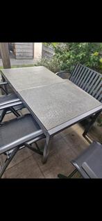 Buitentafel met graniet/beton blad, Tuin en Terras, Tuintafels, Ophalen, Gebruikt, Rechthoekig, Overige materialen