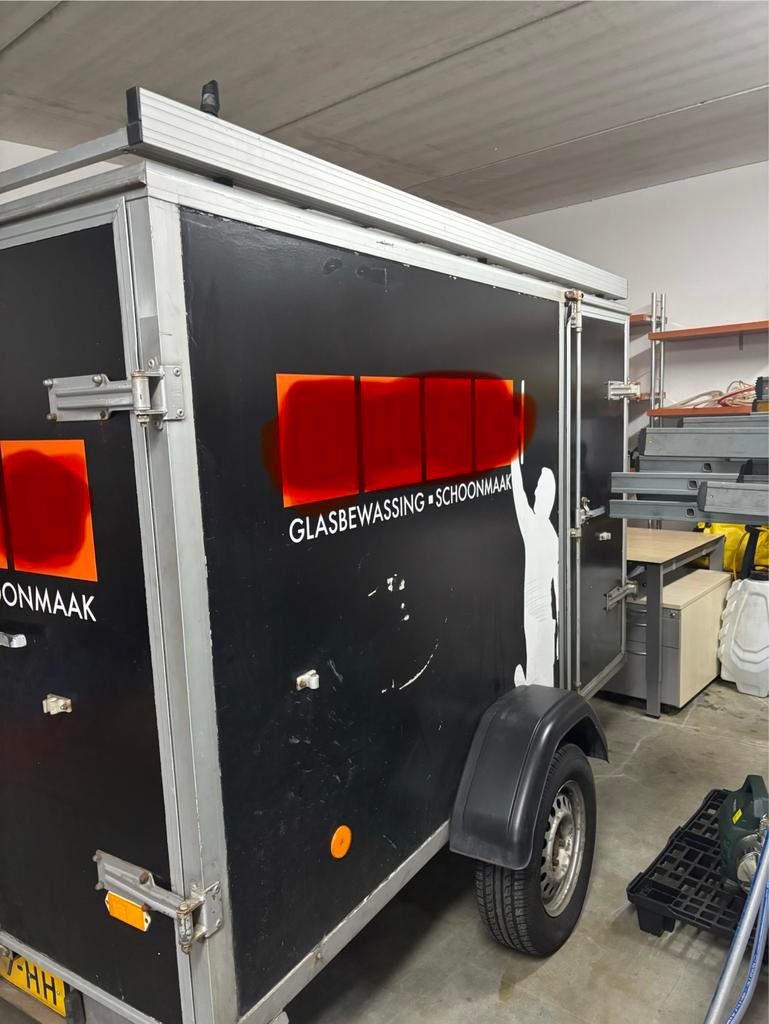 Gesloten aanhangwagen voor glasbewassing/schoonmaak, Auto diversen, Aanhangers en Bagagewagens, Ophalen of Verzenden, Gebruikt