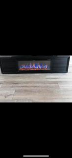 Modern glazen TV meubel met sfeerhaard, 150 tot 200 cm, Ophalen of Verzenden, Minder dan 100 cm, 25 tot 50 cm