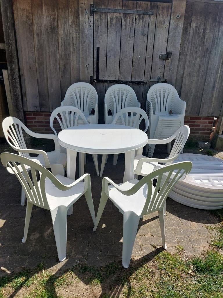Tuinset/partyservice, tafel met 6 stoelen., Tuin en Terras, Ophalen