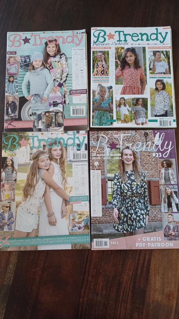 4 stuks B Trendy,  naaien voor kinderen, Maat 80 t/m 176, Hobby en Vrije tijd, Kledingpatronen, Ophalen of Verzenden, Zo goed als nieuw