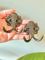 2 vintage messing haken wandhaken kapstokhaken, Huis en Inrichting, Woonaccessoires | Kapstokken, Ophalen of Verzenden, Zo goed als nieuw