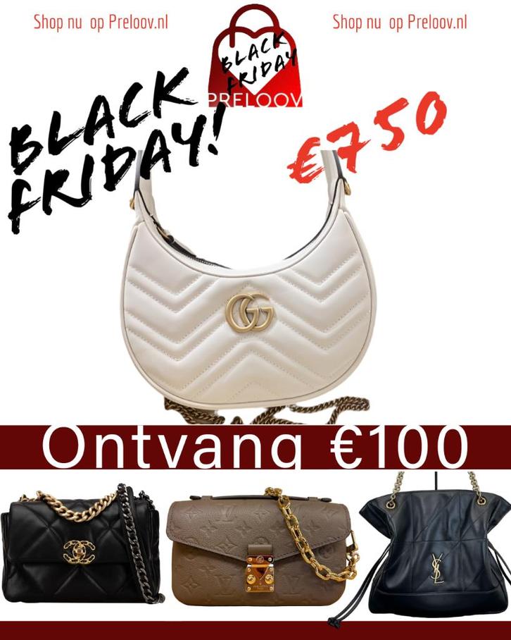 Gucci GG Marmont Mini Half Moon Schoudertas Wit Preloved, Sieraden, Tassen en Uiterlijk, Tassen | Damestassen, Nieuw, Handtas