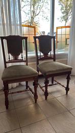 2 antieke houten stoeltjes. Velours bekleed, Antiek en Kunst, Ophalen