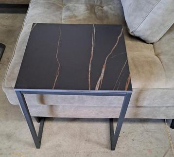 Bijzettafel met stenen blad - 45x45x50cm