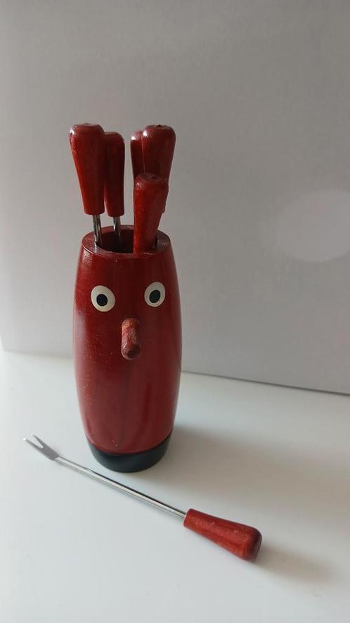 Vintage Fondue Vork Set met Houder, Antiek en Kunst, Antiek | Keukenbenodigdheden, Ophalen of Verzenden