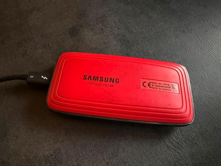 Samsung Portable SSD X5 2TB, Computers en Software, Harde schijven, Zo goed als nieuw, Extern, SSD, Thunderbolt, Ophalen of Verzenden