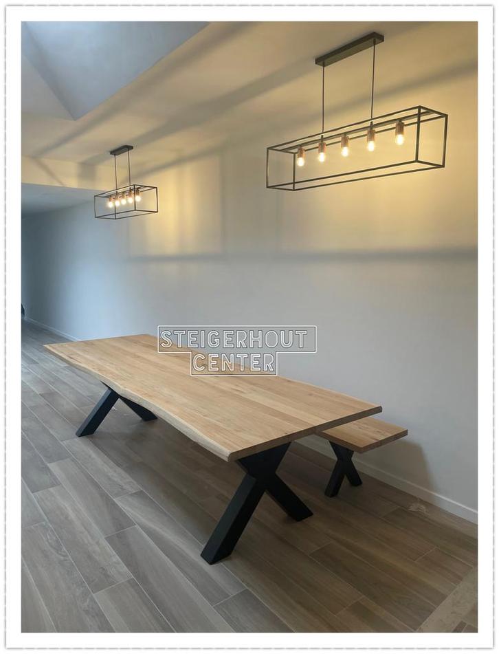 Massief Eikenhouten Eettafel Boomstamtafel Eetkamertafel, Huis en Inrichting, Tafels | Eettafels, Nieuw, 200 cm of meer, Eikenhout