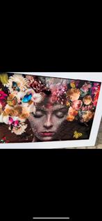 Glasschilderij vrouw met bloemen, Huis en Inrichting, Ophalen, Nieuw