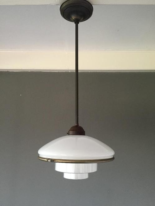 Vintage C.F. Otto Müller Art Deco hanglamp Sistrah jaren 30, Huis en Inrichting, Lampen | Hanglampen, Gebruikt, Minder dan 50 cm