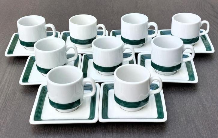 9 stuks Mosa kop en schotel (241011), Huis en Inrichting, Keuken | Servies, Kop(pen) en/of Schotel(s), Overige stijlen, Porselein