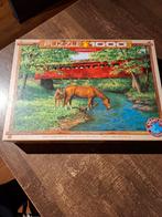 Legpuzzel Eurographics 1000 stukjes - Paarden bij brug, Ophalen of Verzenden, 500 t/m 1500 stukjes, Zo goed als nieuw, Legpuzzel