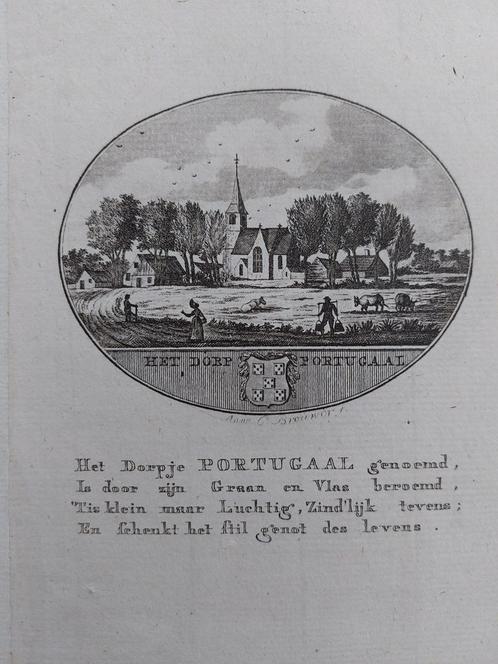 28 / Portugal - Poortugal Gravure 18e eeuw van Ollefen, Antiek en Kunst, Kunst | Etsen en Gravures, Ophalen of Verzenden