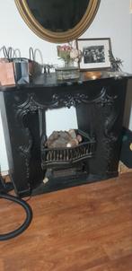 Antieke Open haard haardschouw gietijzeren, Ophalen, Gebruikt, Vrijstaande haard, Houthaard