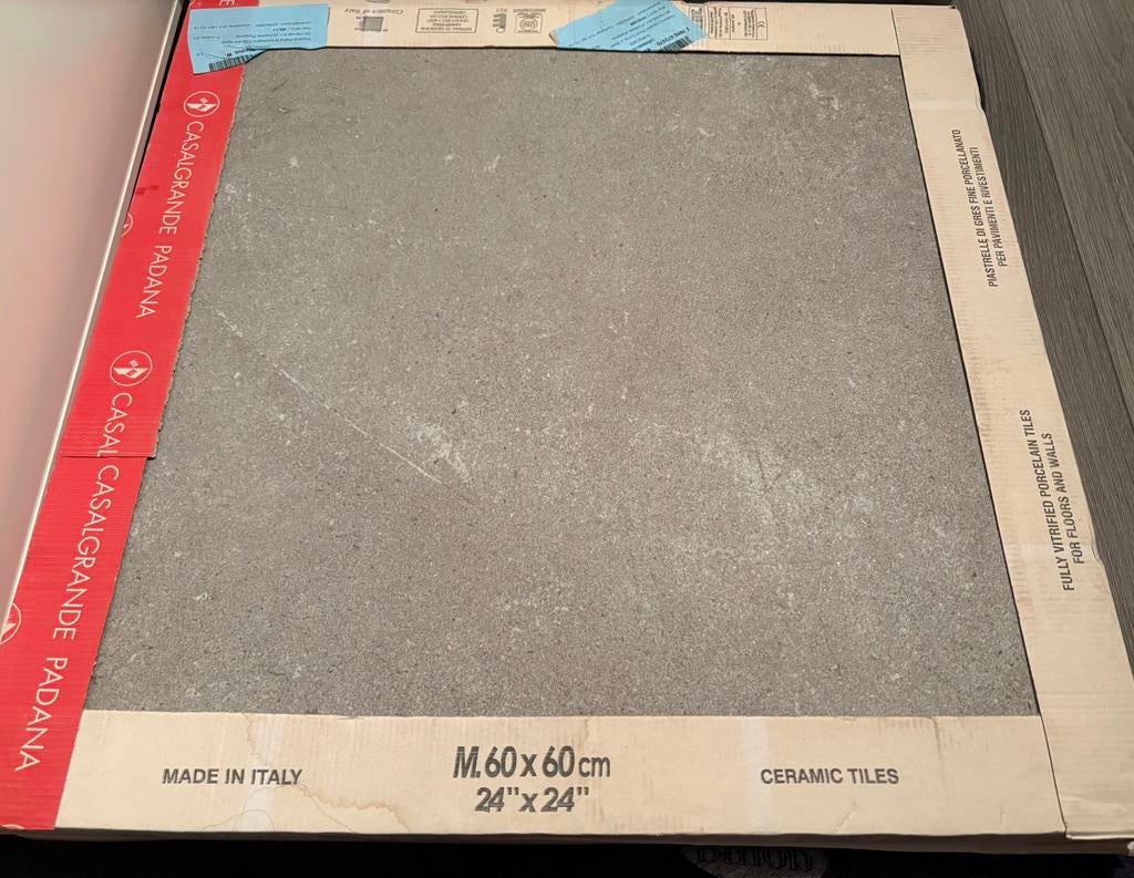 Vloertegels > Padana > 60x60cm > Grijs > Nieuw in doos, Doe-het-zelf en Verbouw, Tegels, Nieuw, Vloertegels, Keramiek, 60 cm of meer