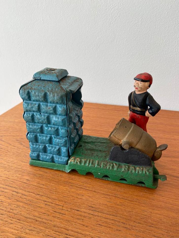 Antieke Artillerie Spaarpot gietijzer, Antiek en Kunst, Curiosa en Brocante, Ophalen of Verzenden