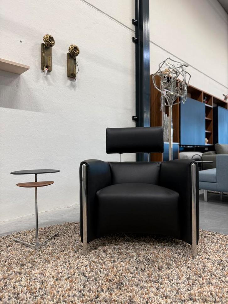 Nieuw Leolux Goncharov Fauteuil zwart leer Design stoel, Huis en Inrichting, Fauteuils, Nieuw, Leer, 75 tot 100 cm, Ophalen of Verzenden