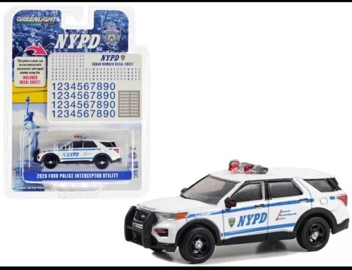 2020 Ford Police Interceptor Utility NYPD v Greenlight 1/64, Hobby en Vrije tijd, Modelauto's | Overige schalen, Nieuw, Auto, Ophalen of Verzenden
