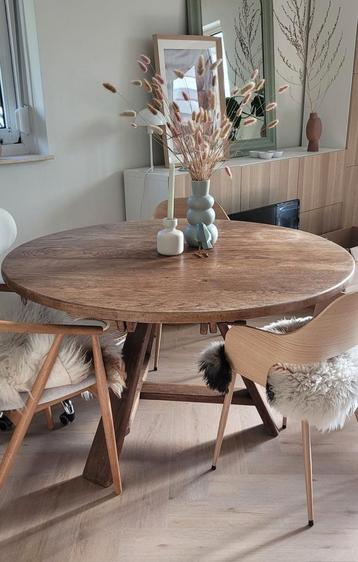 Massief eiken eettafel ¤130cm beschikbaar voor biedingen