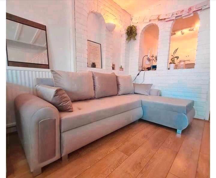 Moderne 3-zitsbank – Grijs, Zwart & Beige | Afmeting 250x150, Antiek en Kunst, Antiek | Meubels | Stoelen en Banken, Verzenden