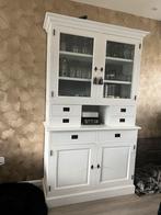 Witte buffetkast met glas, Ophalen, Gebruikt, 100 tot 150 cm, Met lade(s)
