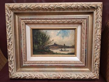Schilderij: Rivierlandschap met Kasteel beschikbaar voor biedingen