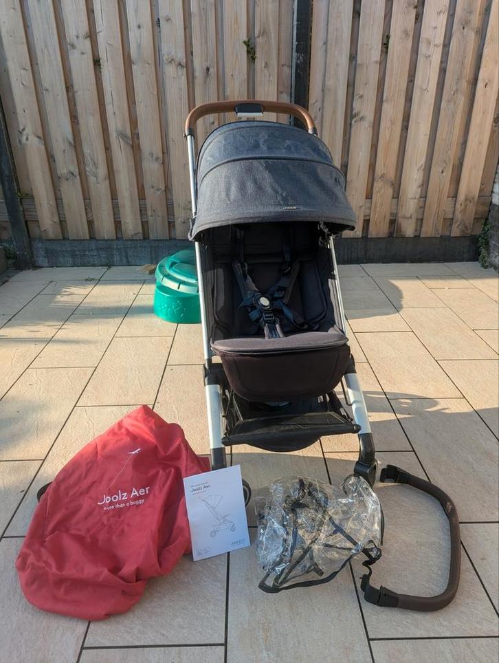 Joolz aer buggy - donkerblauw met accessoires, Kinderen en Baby's, Buggy's, Zo goed als nieuw, Overige merken, Regenhoes, Verstelbare rugleuning