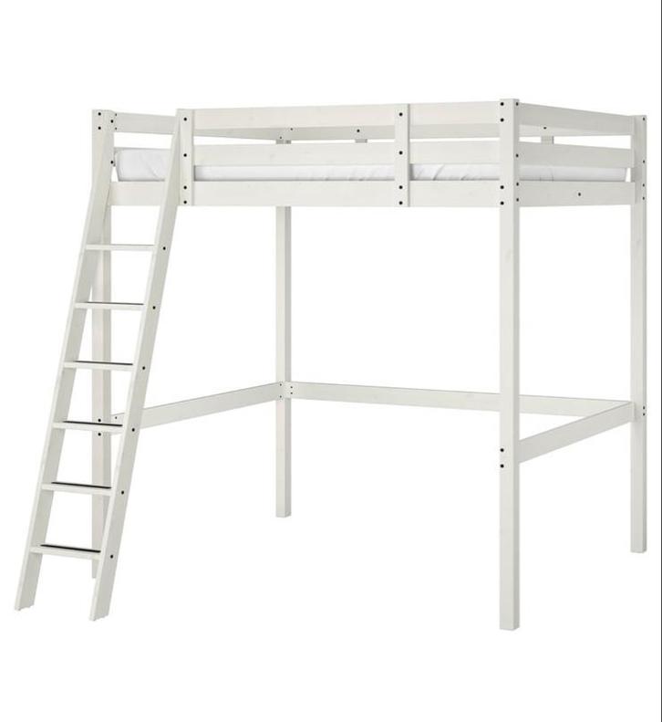 Hoogslaper Stora wit- Hoogte: ingekort, Huis en Inrichting, Slaapkamer | Stapelbedden en Hoogslapers, Zo goed als nieuw, Hoogslaper