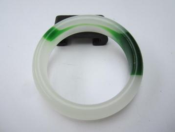 Natuurlijke groen / witte Chinese Jade Armband # 8644