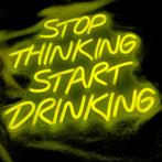 Neon LED verlichting 'stop thinking, start drinking' geel, Ophalen of Verzenden, Nieuw