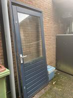 Houten Buitendeur met Glas, Doe-het-zelf en Verbouw, Deuren en Horren, Ophalen, Gebruikt, 80 tot 100 cm, 200 tot 215 cm