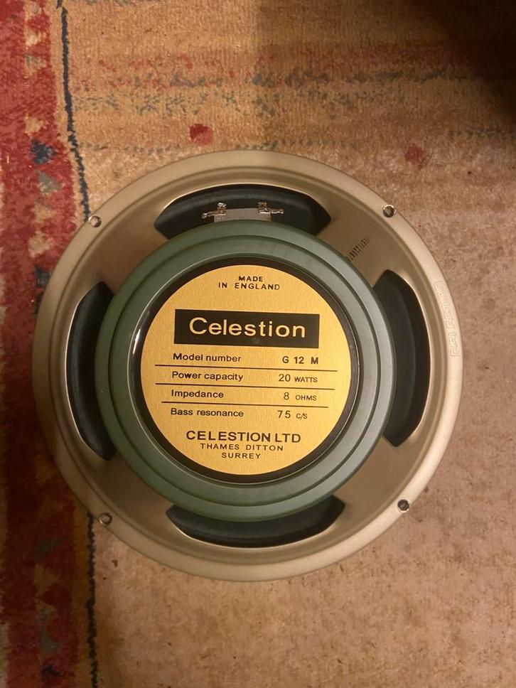 2x Celestion G12m20 heritage Greenback, Muziek en Instrumenten, Versterkers | Bas en Gitaar, Zo goed als nieuw, Minder dan 50 watt
