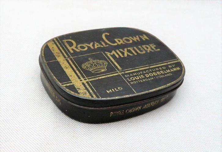 leeg Royal Crown mixture Dobbelmann Rotterdam tabac jaren 30, Verzamelen, Rookartikelen, Aanstekers en Luciferdoosjes, Gebruikt