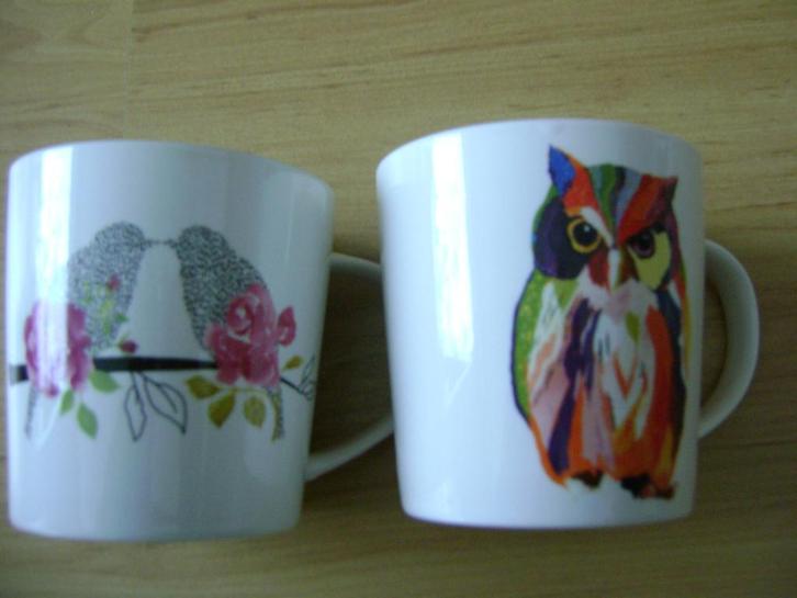 2x Mok PPD Paperproducts Design: vogels en uil, Huis en Inrichting, Keuken | Servies, Zo goed als nieuw, Kop(pen) en/of Schotel(s)