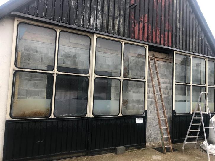 Industriële stalen garagedeuren/schuifdeuren, Doe-het-zelf en Verbouw, Deuren en Horren, Gebruikt, Garagedeur, 215 cm of meer