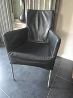 6 Zwarte lederen stoelen met armleuningen merk L' Ancora, Ophalen, Gebruikt, Zwart, Metaal
